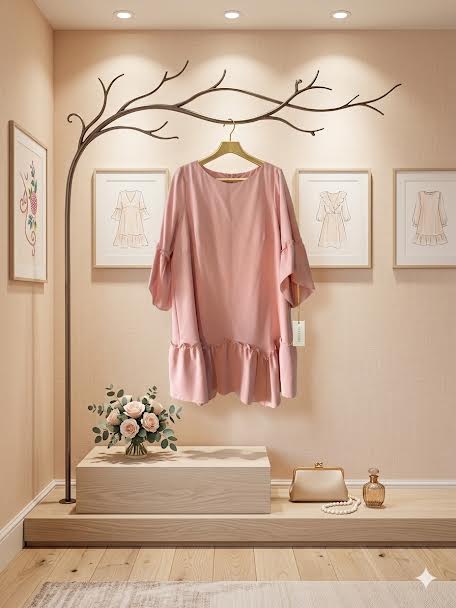 Item 006 blush pink Eliza J ruffle hem dress