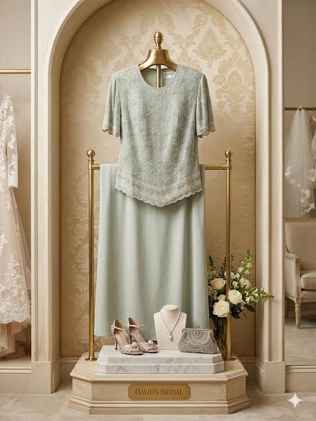 Item 008 sage embellished top and long skirt set