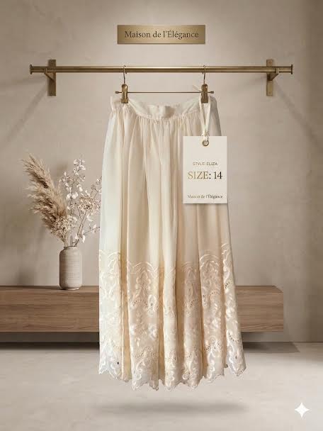 Item 011 cream eyelet embroidered maxi skirt